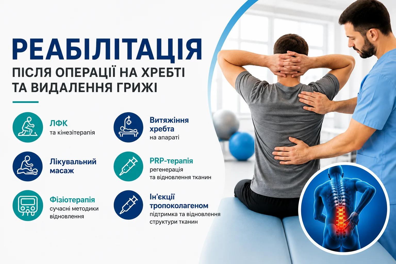 Реабілітація після операції на хребті та видалення грижі в Одесі