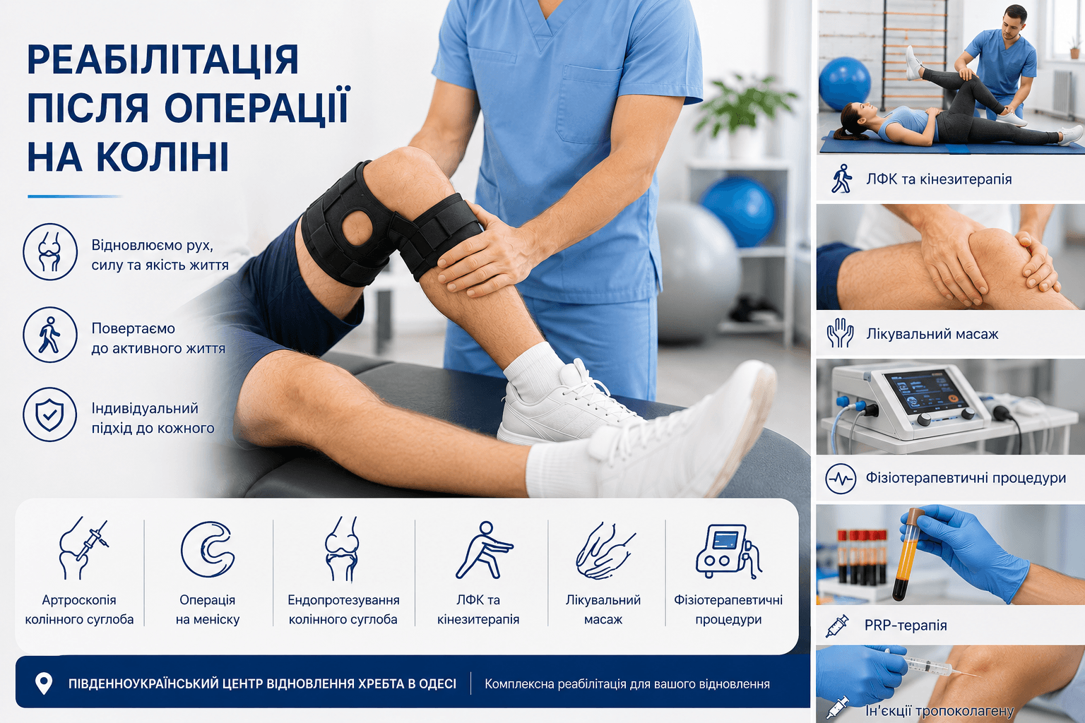 Реабілітація після операції на коліні в Одесі