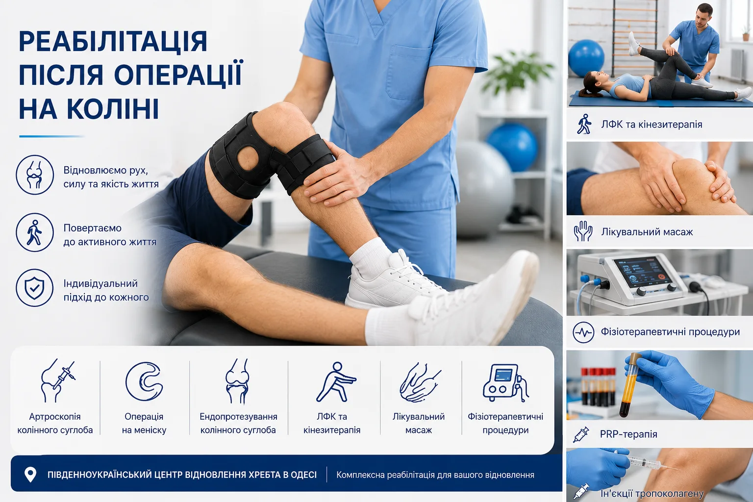 Реабілітація після операції на коліні в Одесі