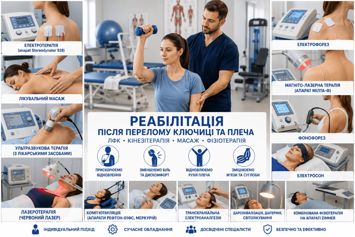 Реабілітація після перелому ключиці та плеча в Одесі