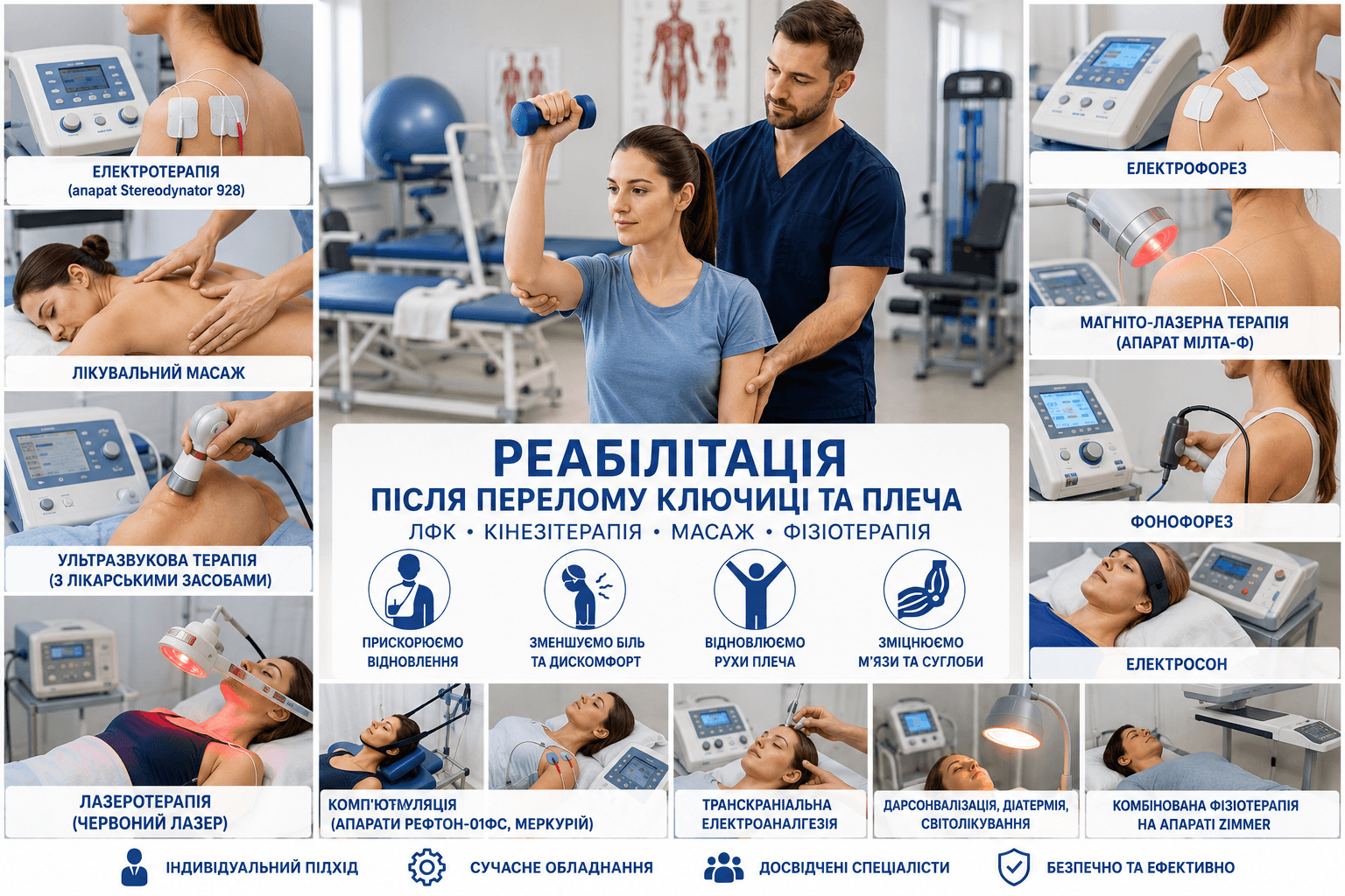 Реабілітація після перелому ключиці та плеча в Одесі