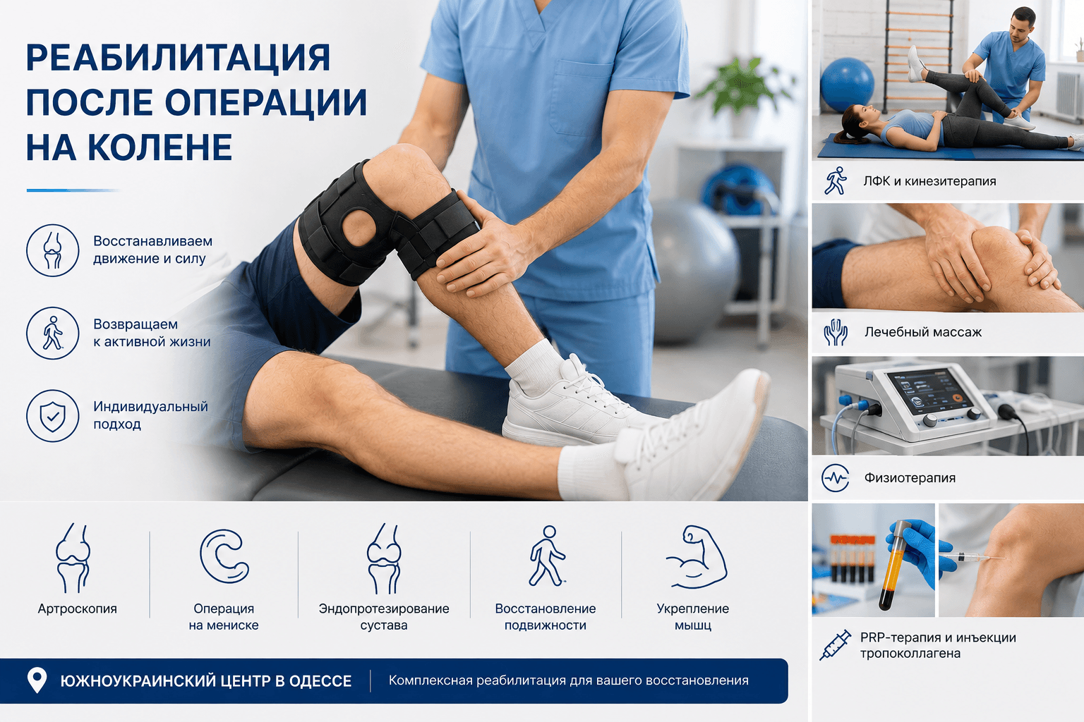 Реабилитация после операции на колене в Одессе