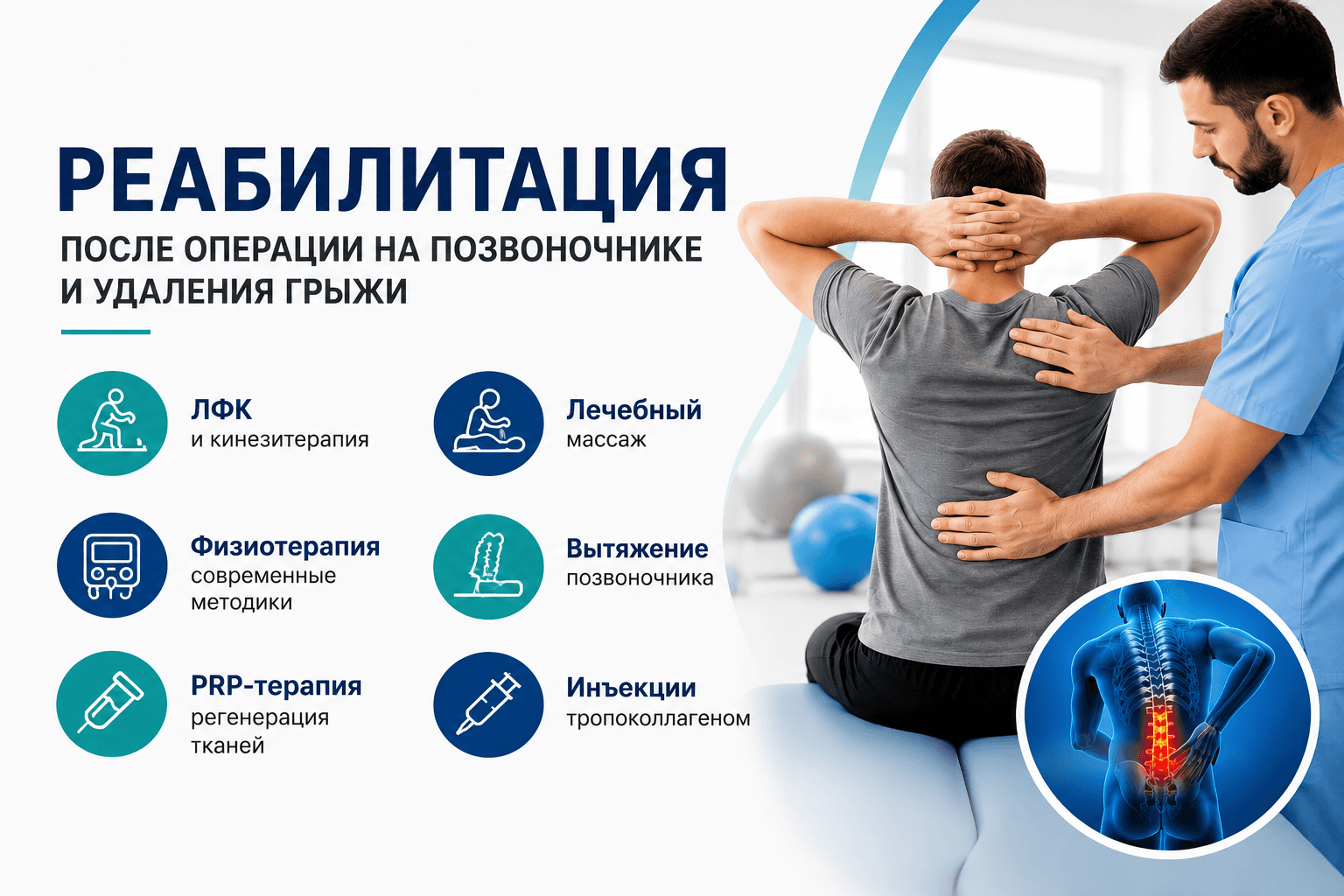 Реабилитация после операции на позвоночнике и удаления грыжи в Одессе
